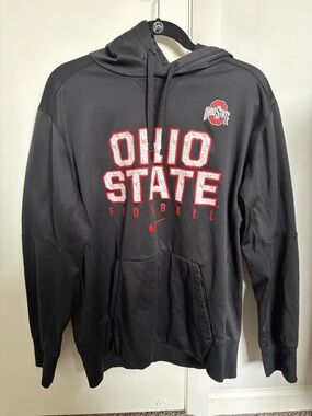 Nike Black Ohio State Football Pullover Hoodie with Red & White Graphic